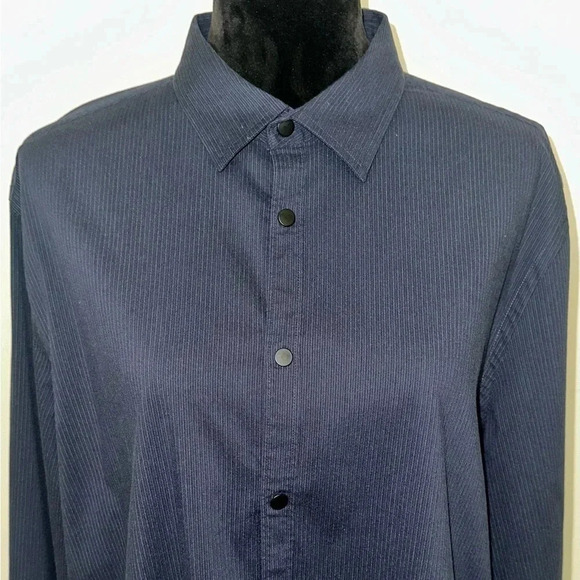 A|X Armani Exchange Slim Fit Chemise Cintree Blue Striped Long Sleeve Sz L - Picture 2 of 6